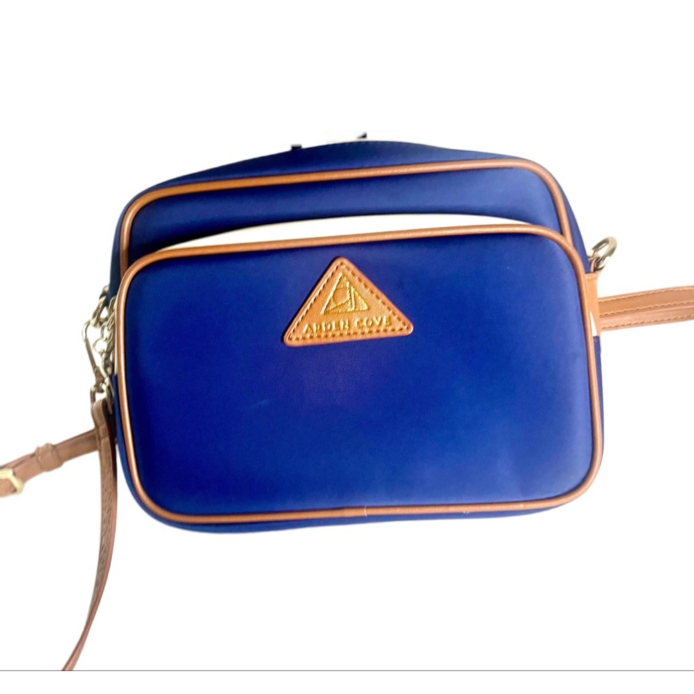 Blue Crossbody Bag with Tan Trim - Triangle Logo